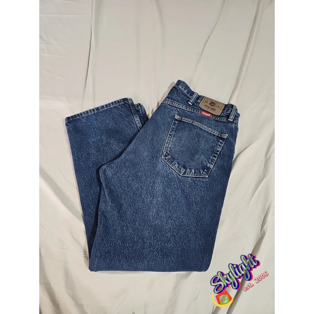 Wrangler Men's Blue Relaxed Fit Bootcut Denim Jeans 5 Pocket Design Sz 38x30 Reg